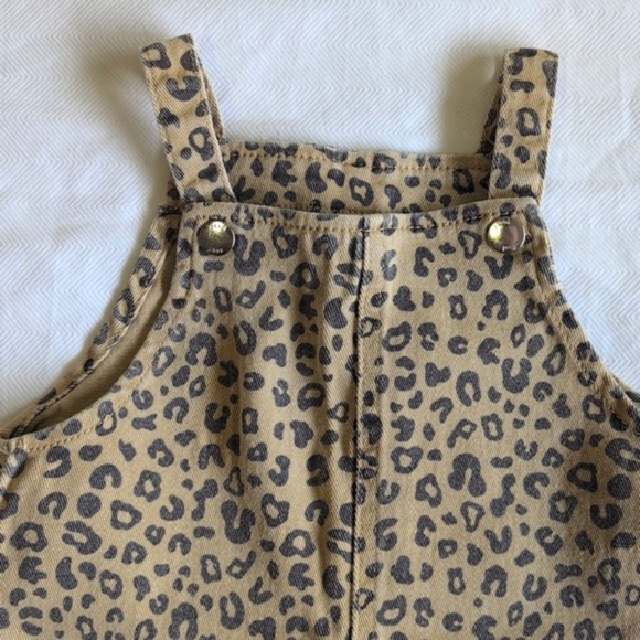 seed heritage leopard print stretch cotton denim jumper dress 2T toddler girls - Picture 2 of 7